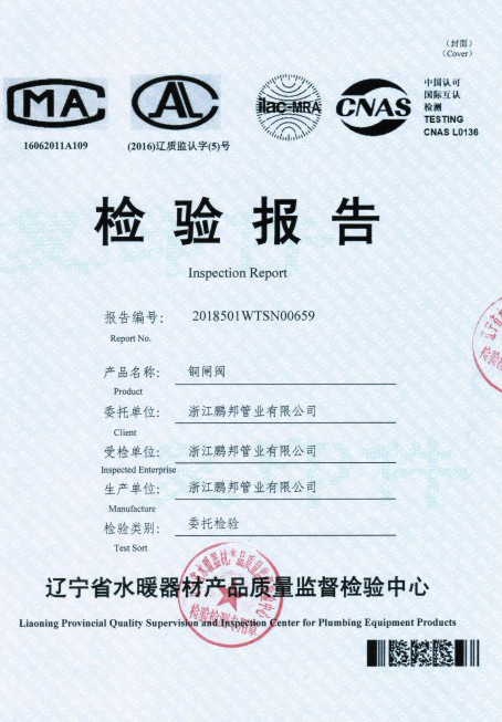 铜闸阀检验报告